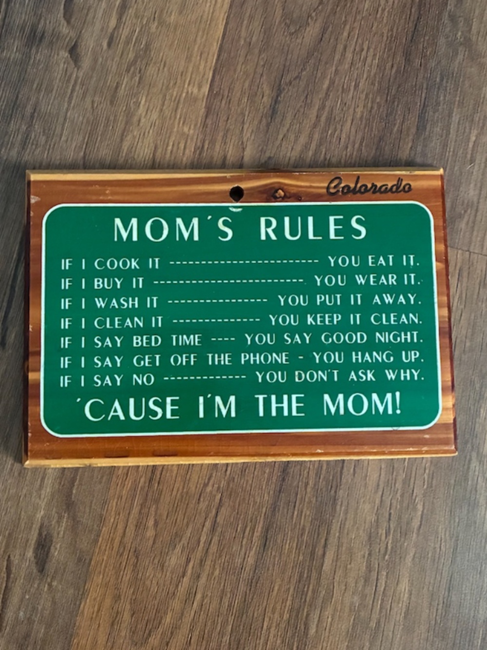 Vintage Mom's Rules Sign
